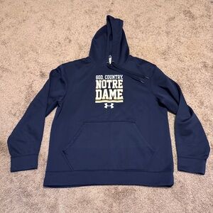 Notre Dame Under Armour Hoodie Mens Medium Blue Loose Pullover Long Sleeve NCAA